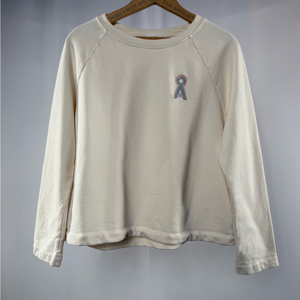 Armedangels Organic Cotton Logo Crewneck Sweatshirt in Cream Size‎ Small